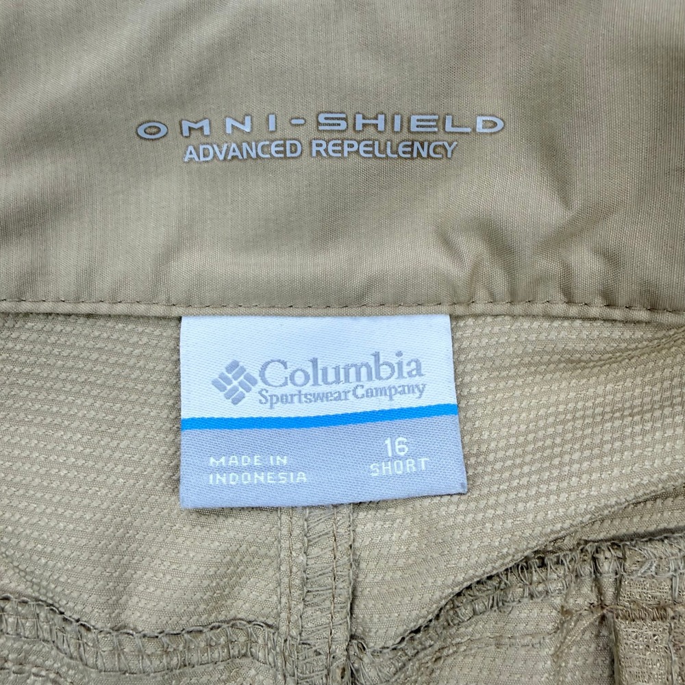 Columbia Convertible Hiking Pants Womens 16 Short Tan Khaki Zip Off Cargo XK0783 - Picture 9 of 16